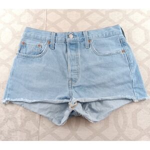 Levi Strauss 501 Cutoff Denim Shorts Light Wash Distressed Raw Hem Women W28
